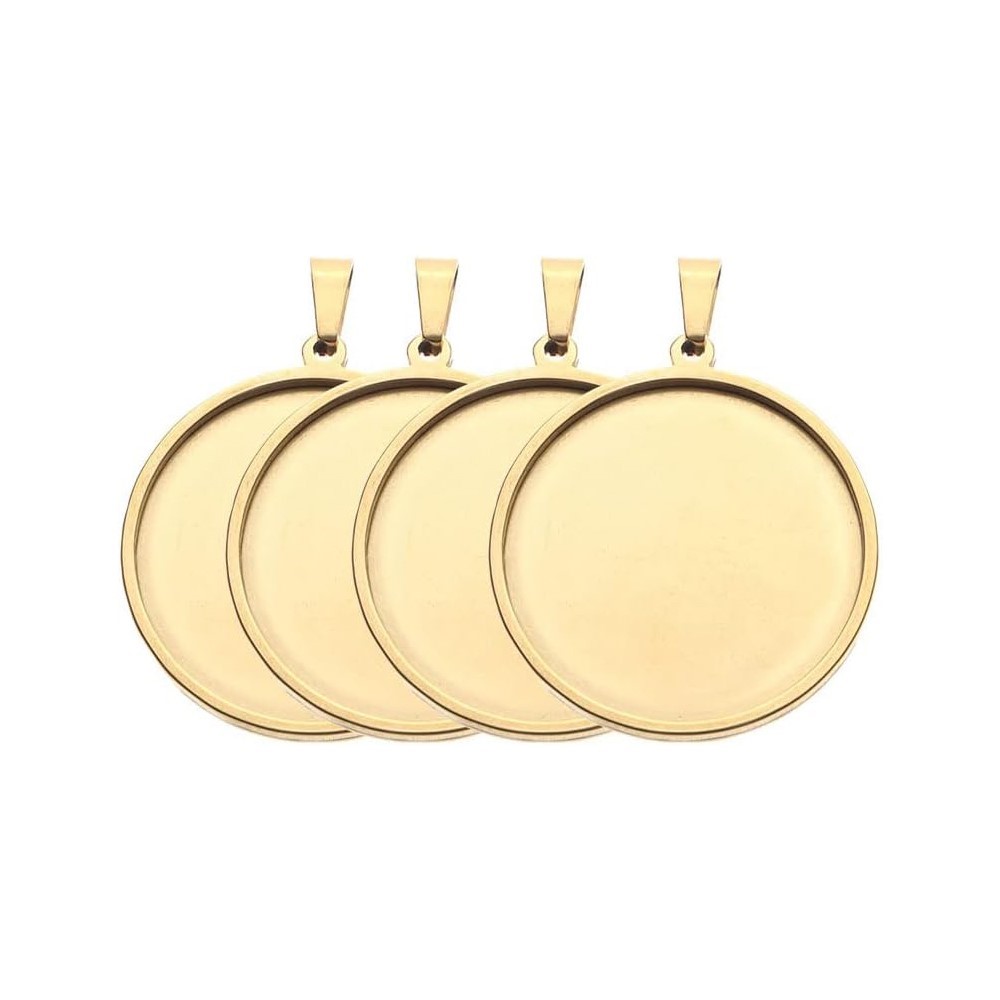 5Pcs/Lot Stainless Steel Round - Bezels Set Pendant บทวิจารณ์และราคา