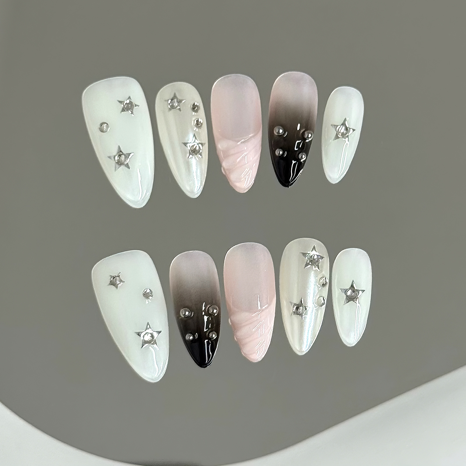 10pcs Almond Fake Nails Star G - Resin Craft Material บทวิจารณ์และราคา