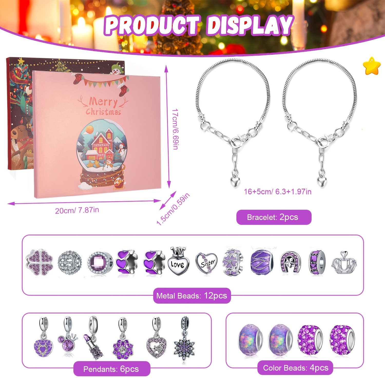Christmas purple beads DIY jew - Resin Jewelry Kit บทวิจารณ์และราคา