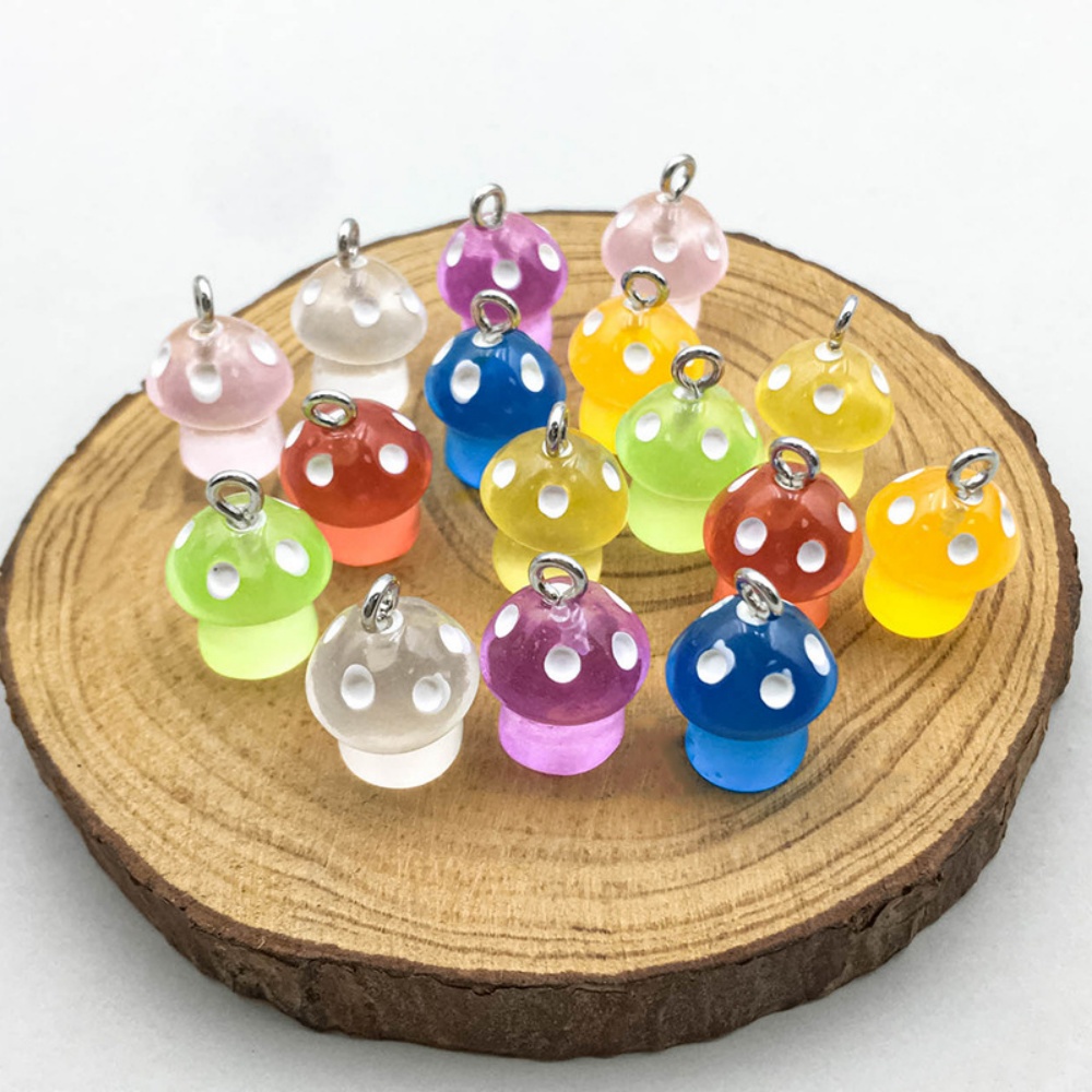 16pcs Luminous Mushroom Charms - Resin Craft Projects บทวิจารณ์และราคา
