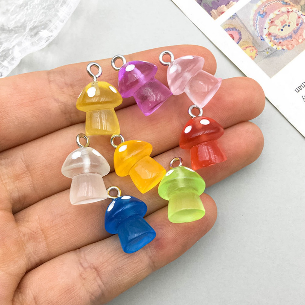 16pcs Luminous Mushroom Charms - Resin Craft Projects บทวิจารณ์และราคา