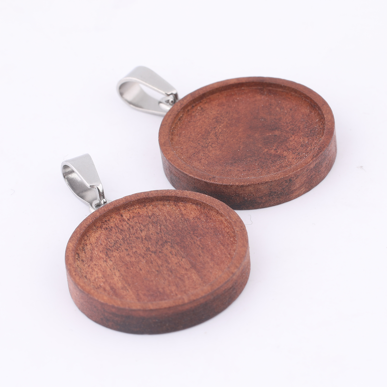 10pcs 20mm Round Wood Cabochon - Bezels Set Pendant บทวิจารณ์และราคา