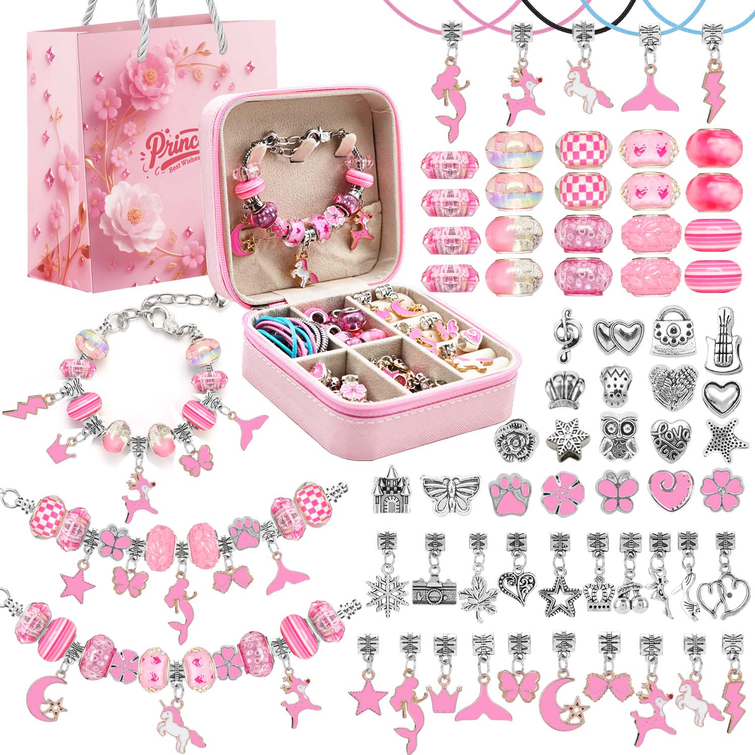 68pcs pink beaded jewelry set, - Resin Craft Projects บทวิจารณ์และราคา