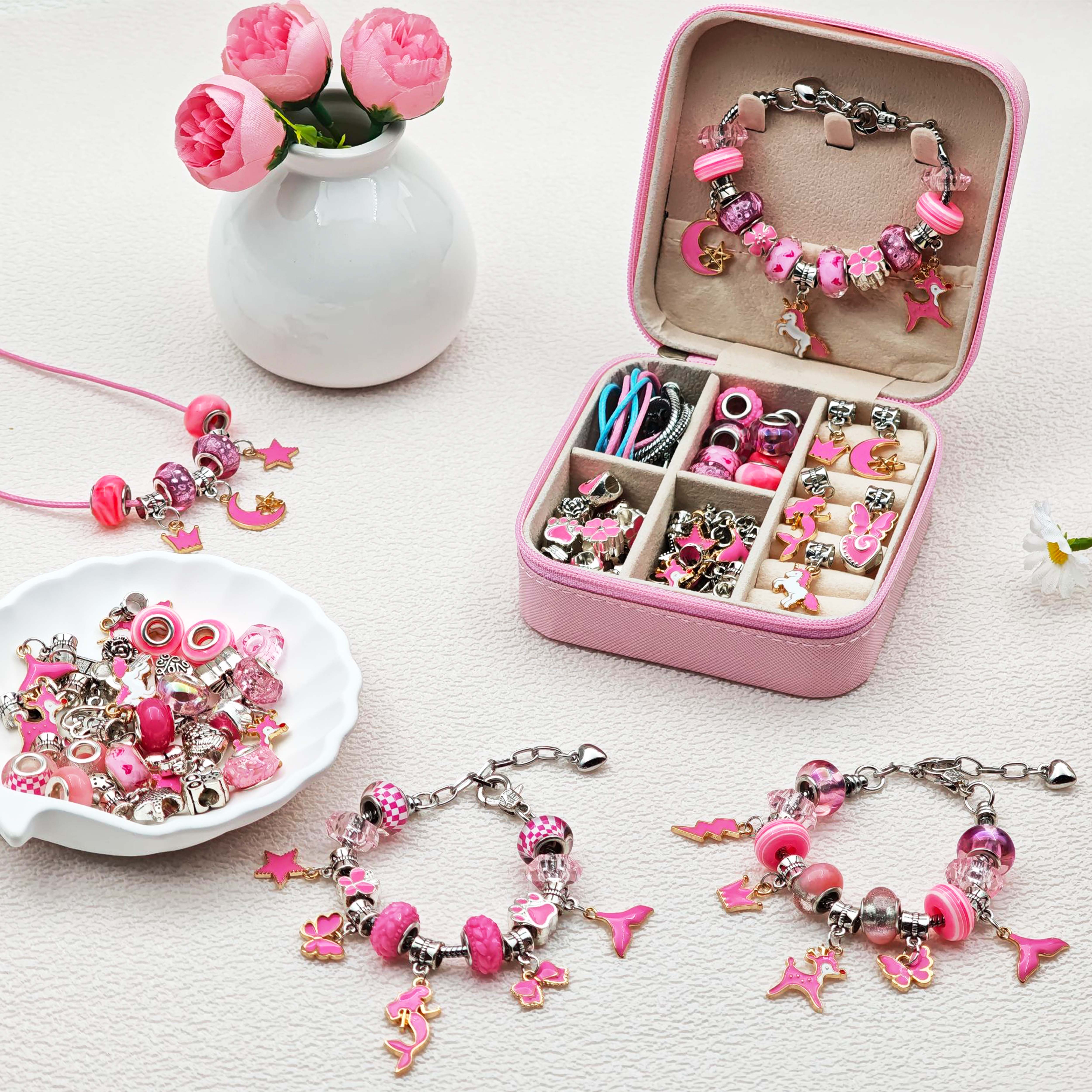 68pcs pink beaded jewelry set, - Resin Craft Projects บทวิจารณ์และราคา