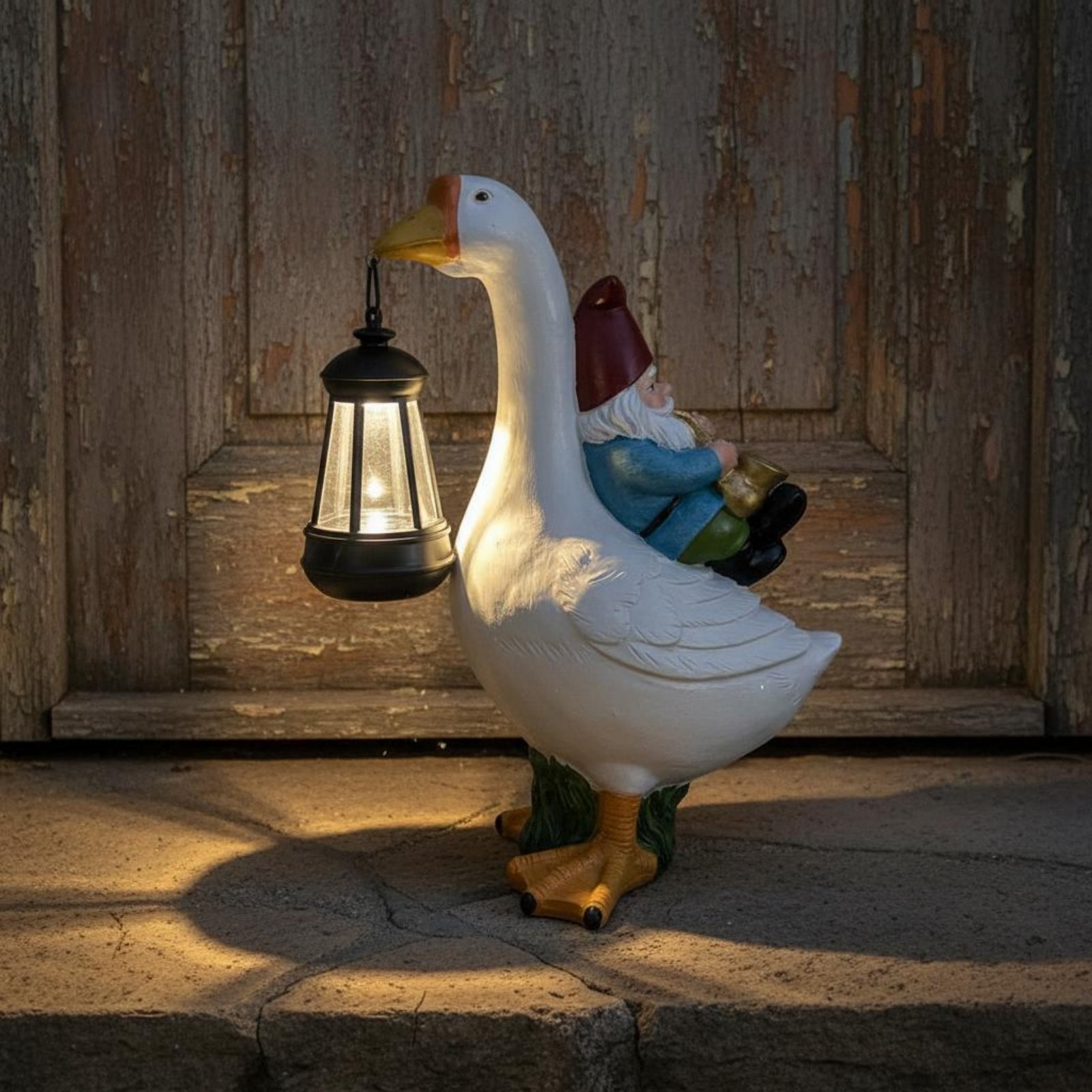 Gnome Riding Goose Statue Weat - Resin Crafts บทวิจารณ์และราคา