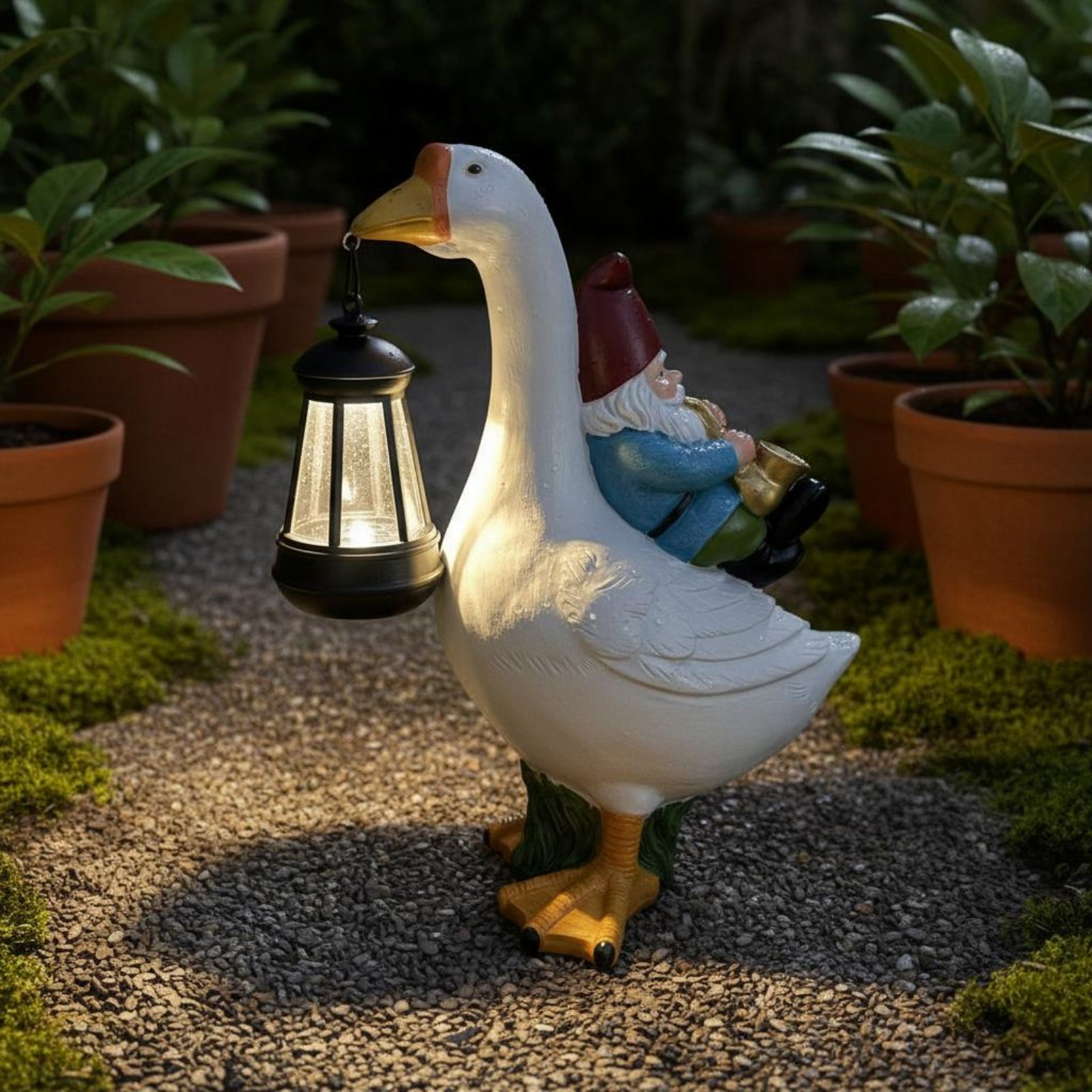 Gnome Riding Goose Statue Weat - Resin Crafts บทวิจารณ์และราคา