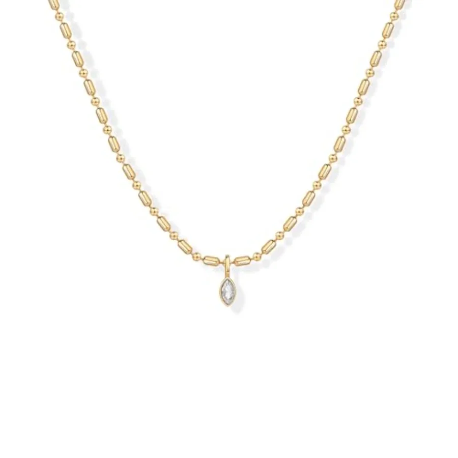 14K Gold Plated Dainty Tube Ba - Bezels Set Pendant บทวิจารณ์และราคา